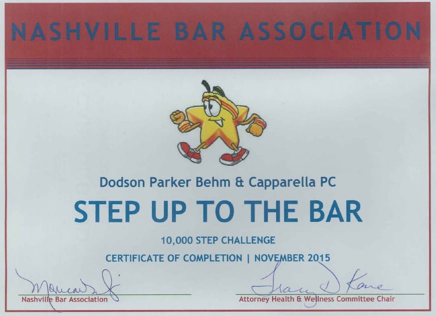 Step Up to the Bar Certificate